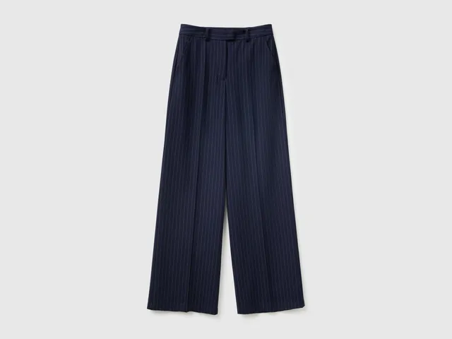 United Colors of Benetton pantaloni gessati viscosa tasche donna