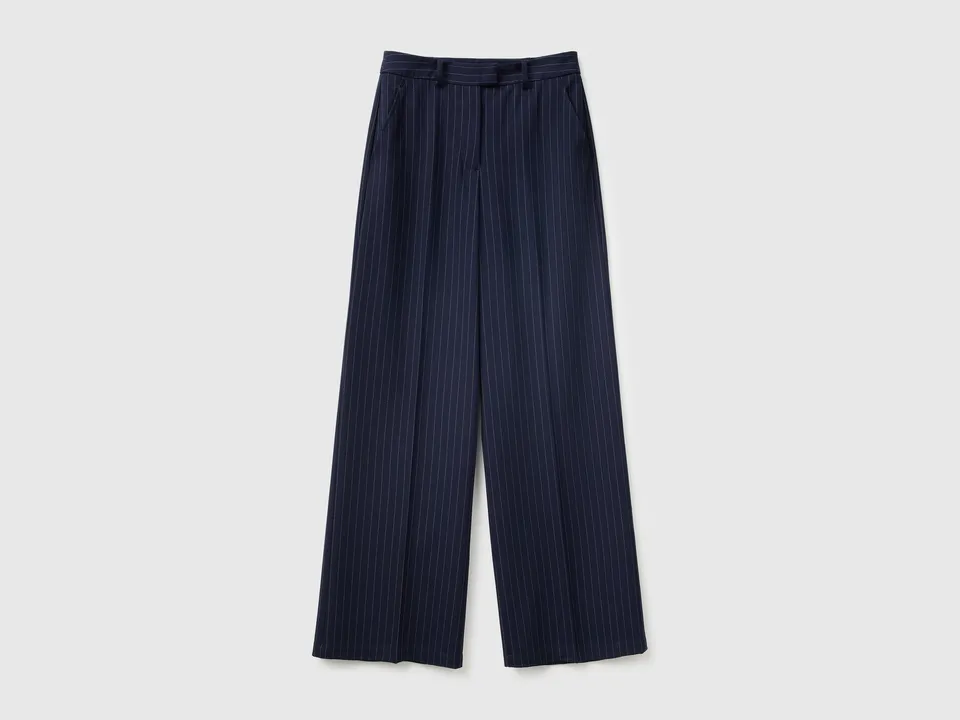 United Colors of Benetton pantaloni gessati viscosa tasche donna