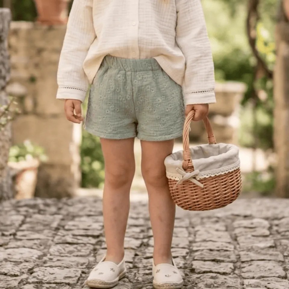 Petite Citrouille Héloïse pantaloncini bimbo cotone salvia