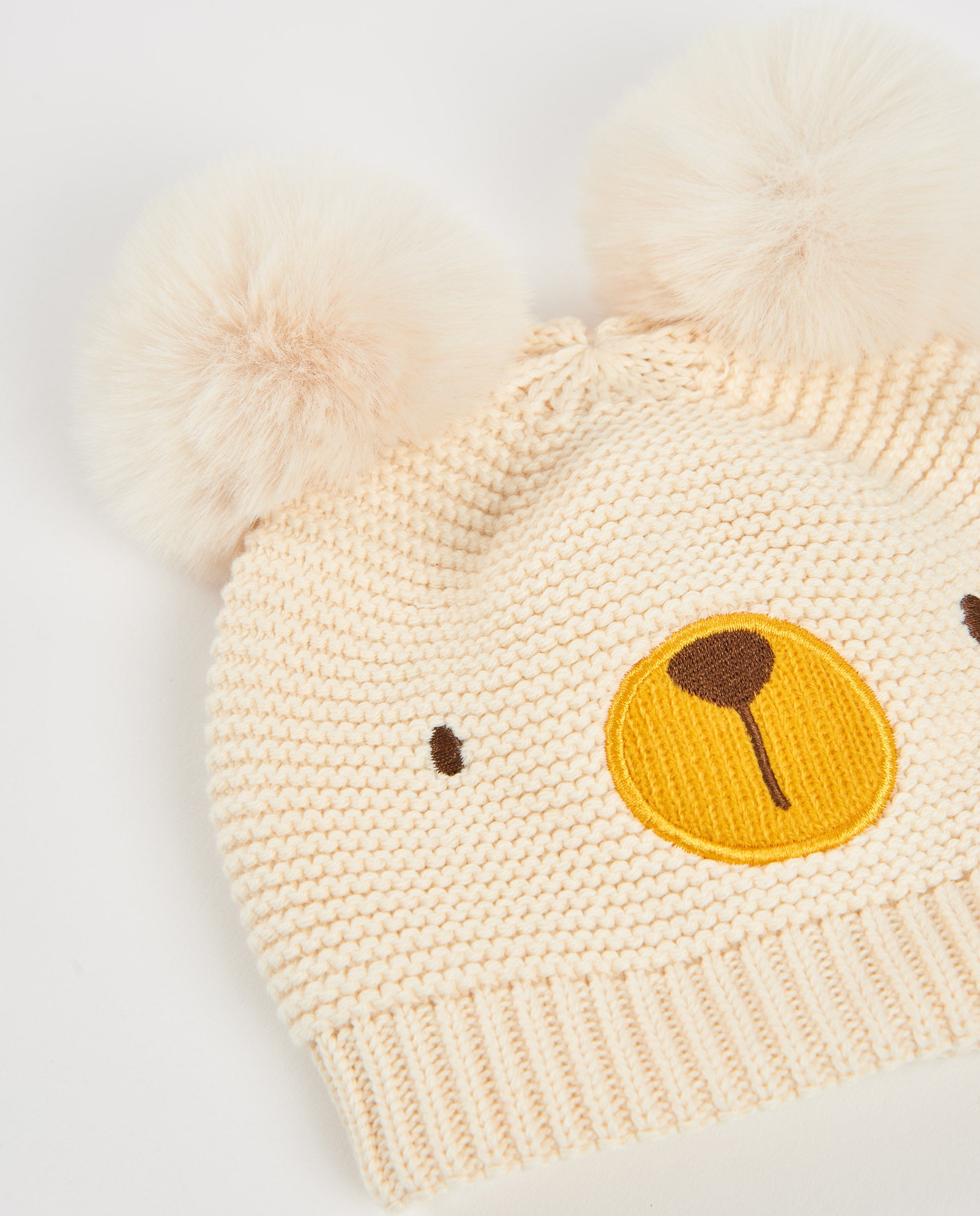 TucTuc Accessori Cappello neonato beige tricot pon-pon