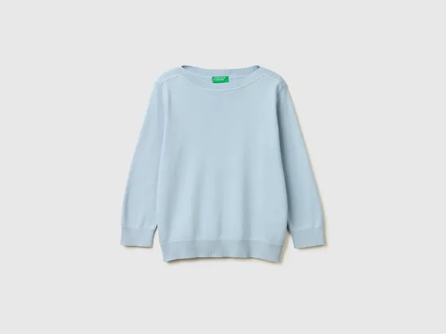 United Colors of Benetton Sweaters Maglione cotone azzurro M
