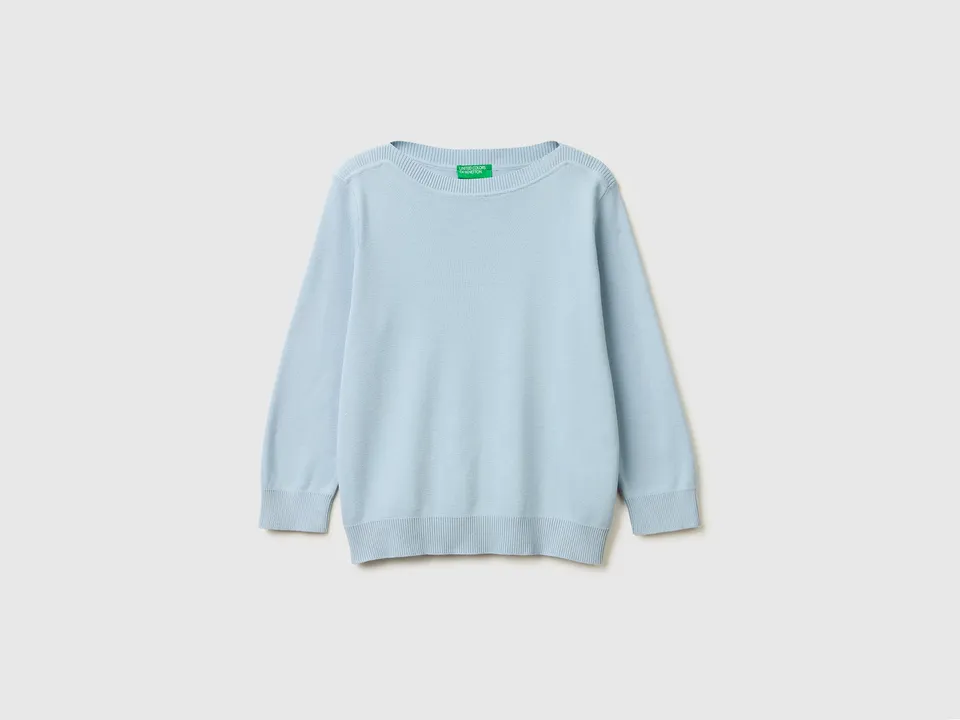 United Colors of Benetton Sweaters Maglione cotone azzurro M