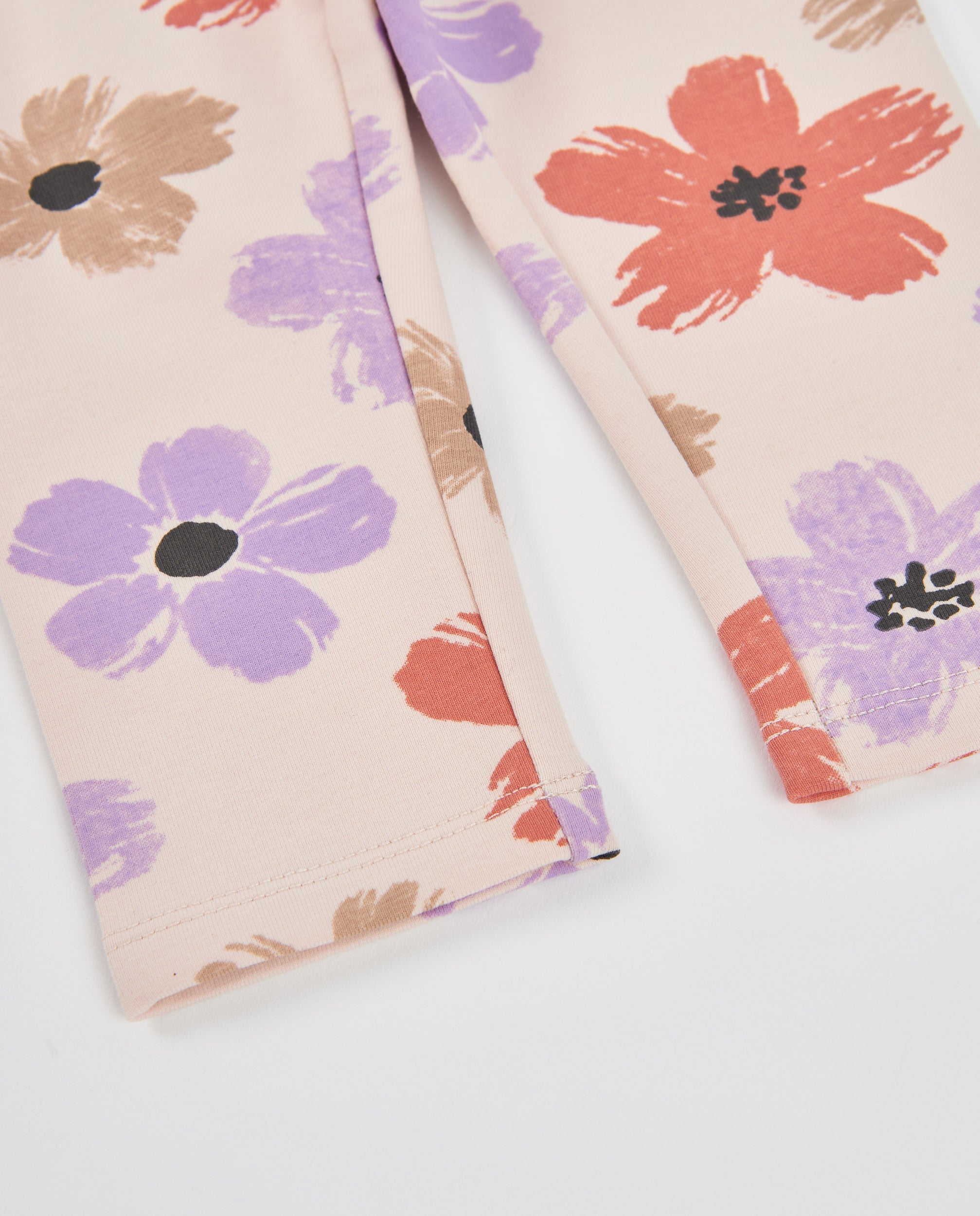 TucTuc Leggings felpa bambina beige con stampa floreale