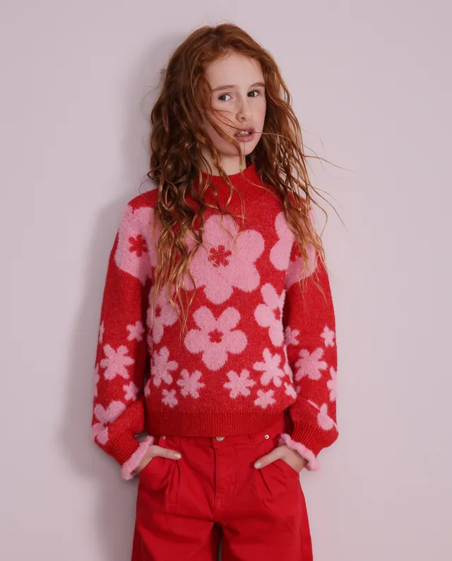 TucTuc Maglioni Maglione Bambina Rosso Floreale Tricot