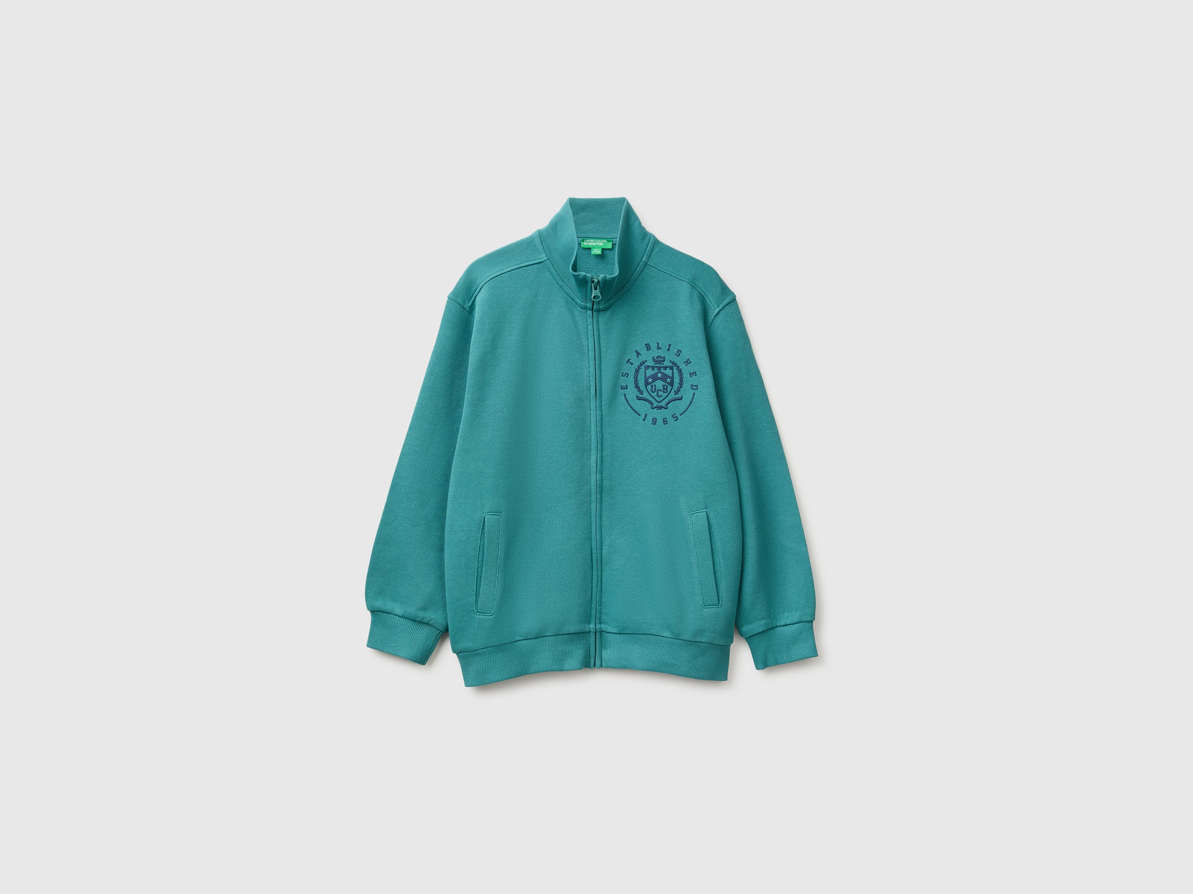 United Colors of Benetton Felpa Cotone con Zip Collo Alto