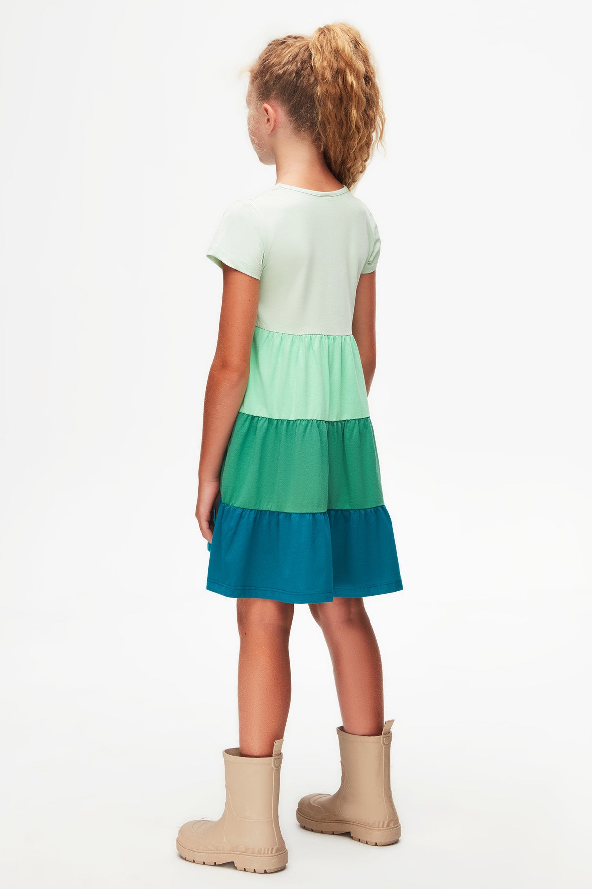 Lovetti Abito Verde Tricolore Cotone 1-8 Anni