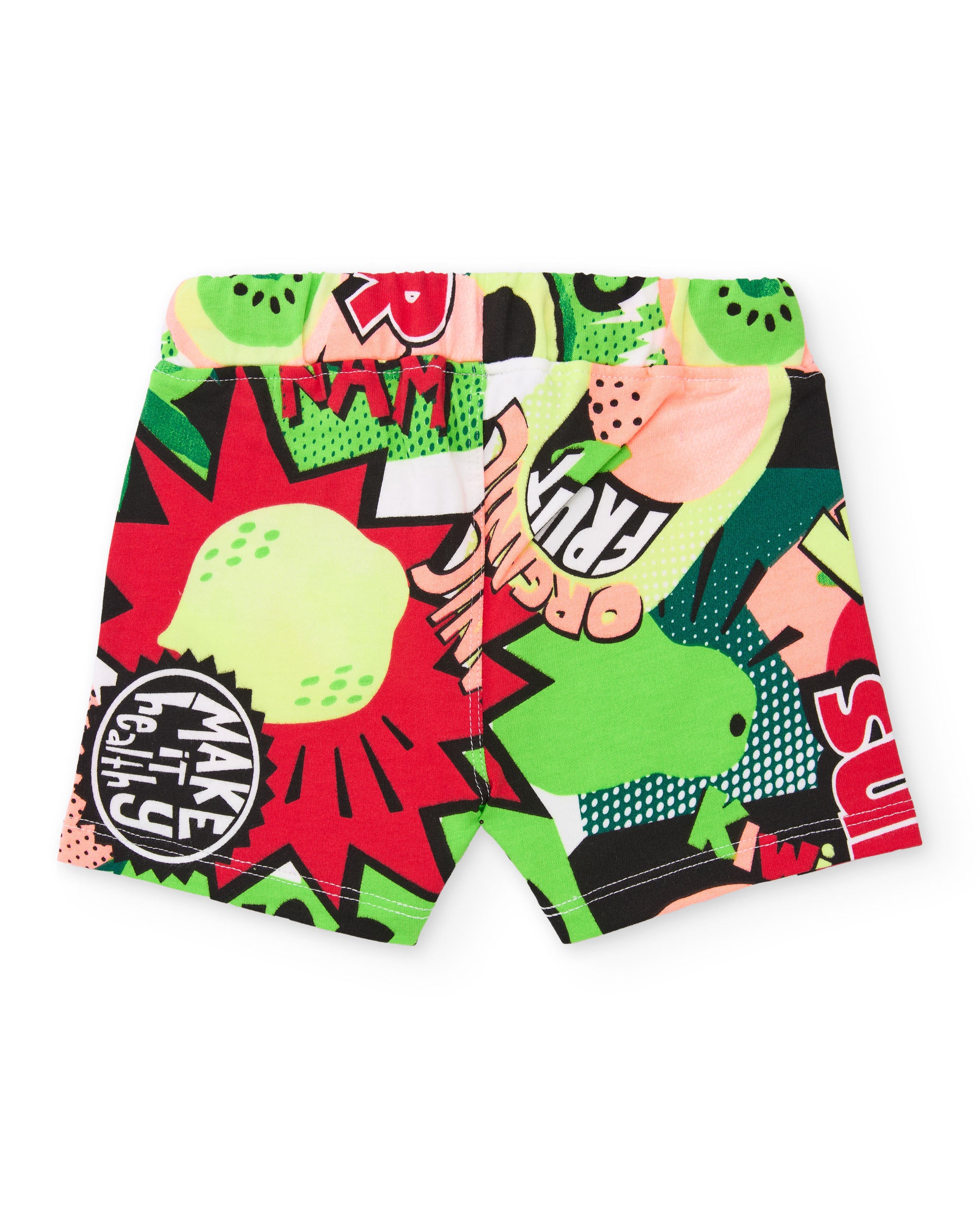 TucTuc Bermuda Shorts Bimbo Verde Jersey Stampa Fumetto