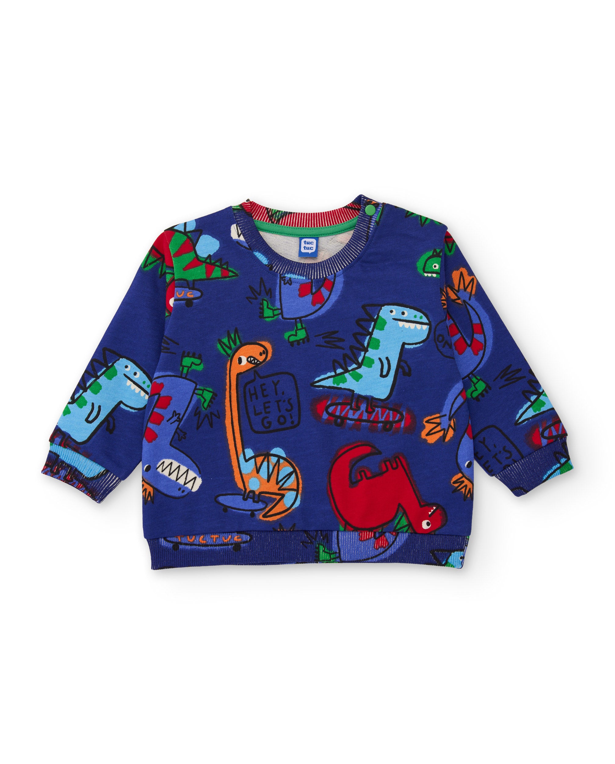 TucTuc Dino Roll Felpa Bambino Blu Dinosauri Senza Cappuccio