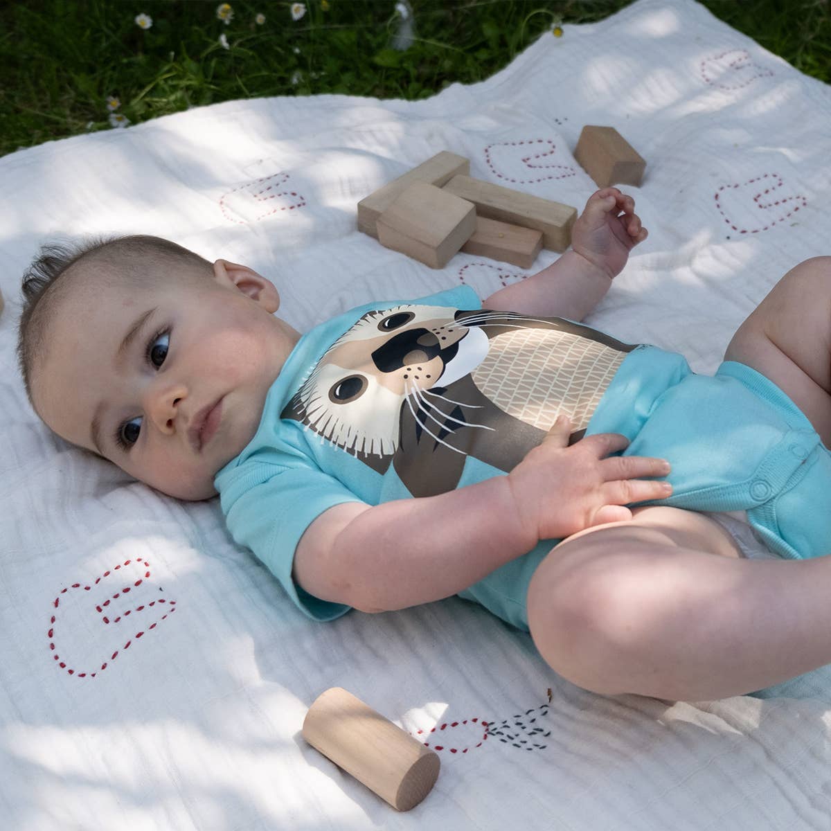 Coq en Pâte Body Lontra cotone bio neonato stampa