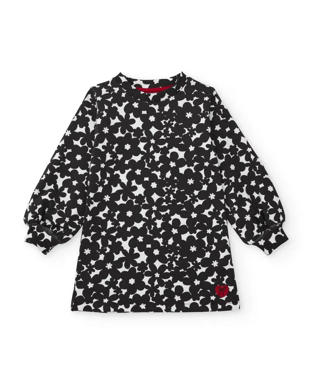 TucTuc Vestiti vestito bambina nero felpa floreale