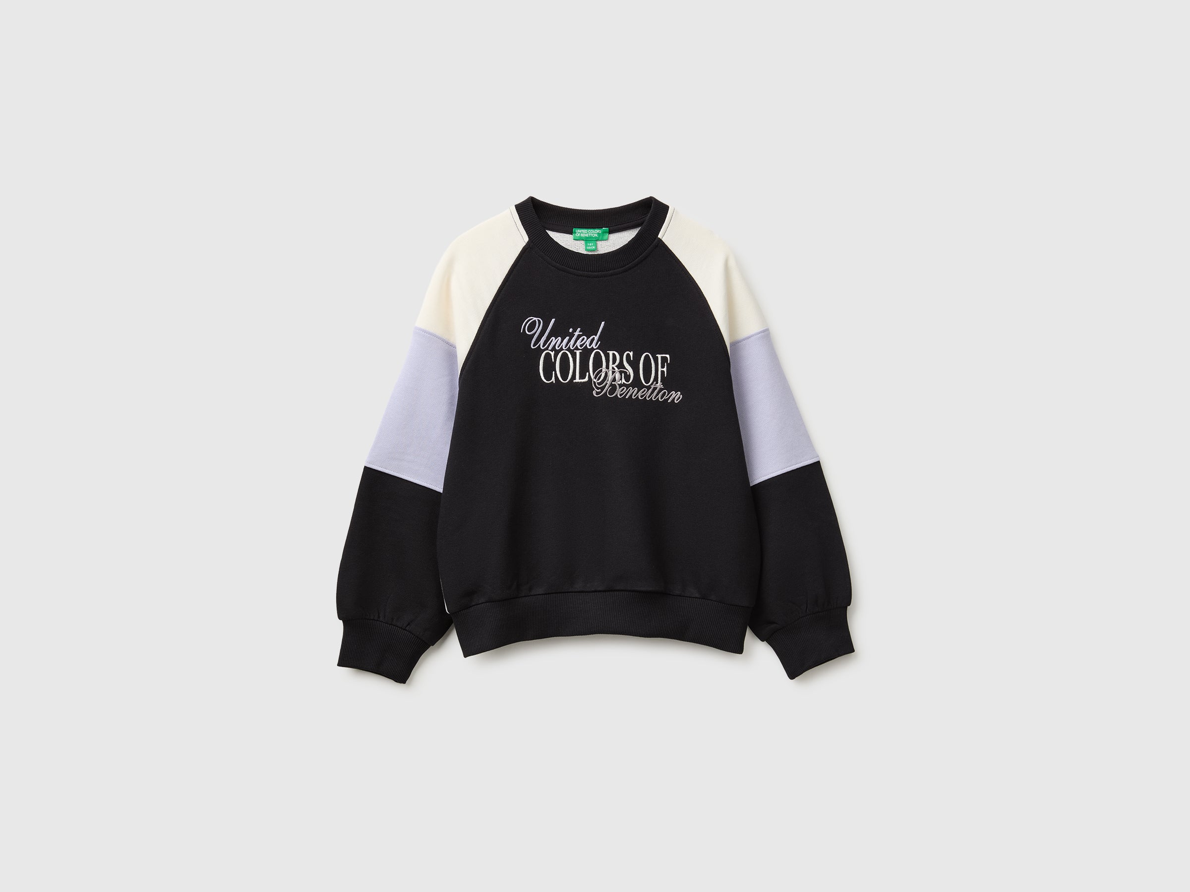 United Colors of Benetton felpa color block ricamo cotone