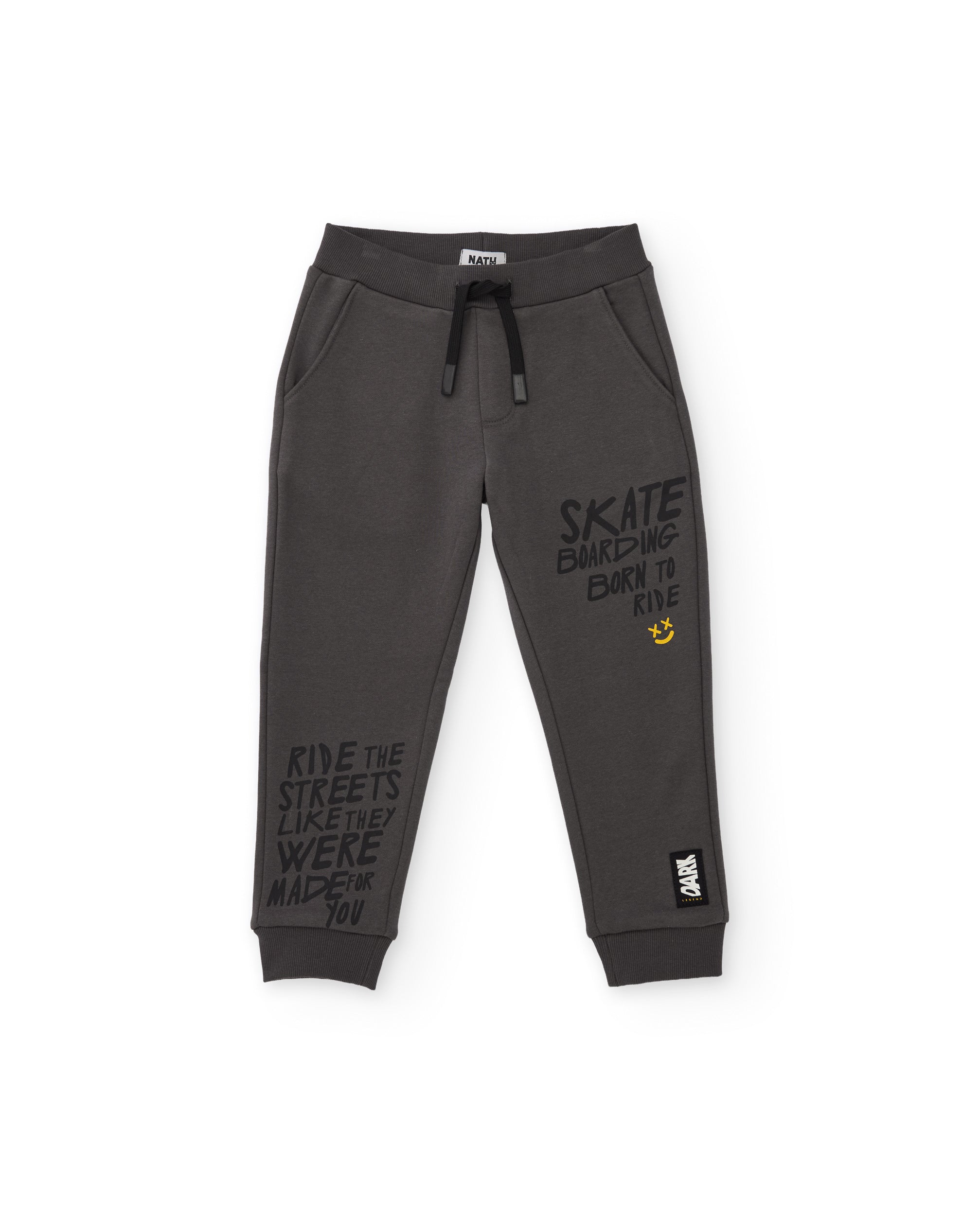 TucTuc Pantaloni felpa bambino grigio stampa coste