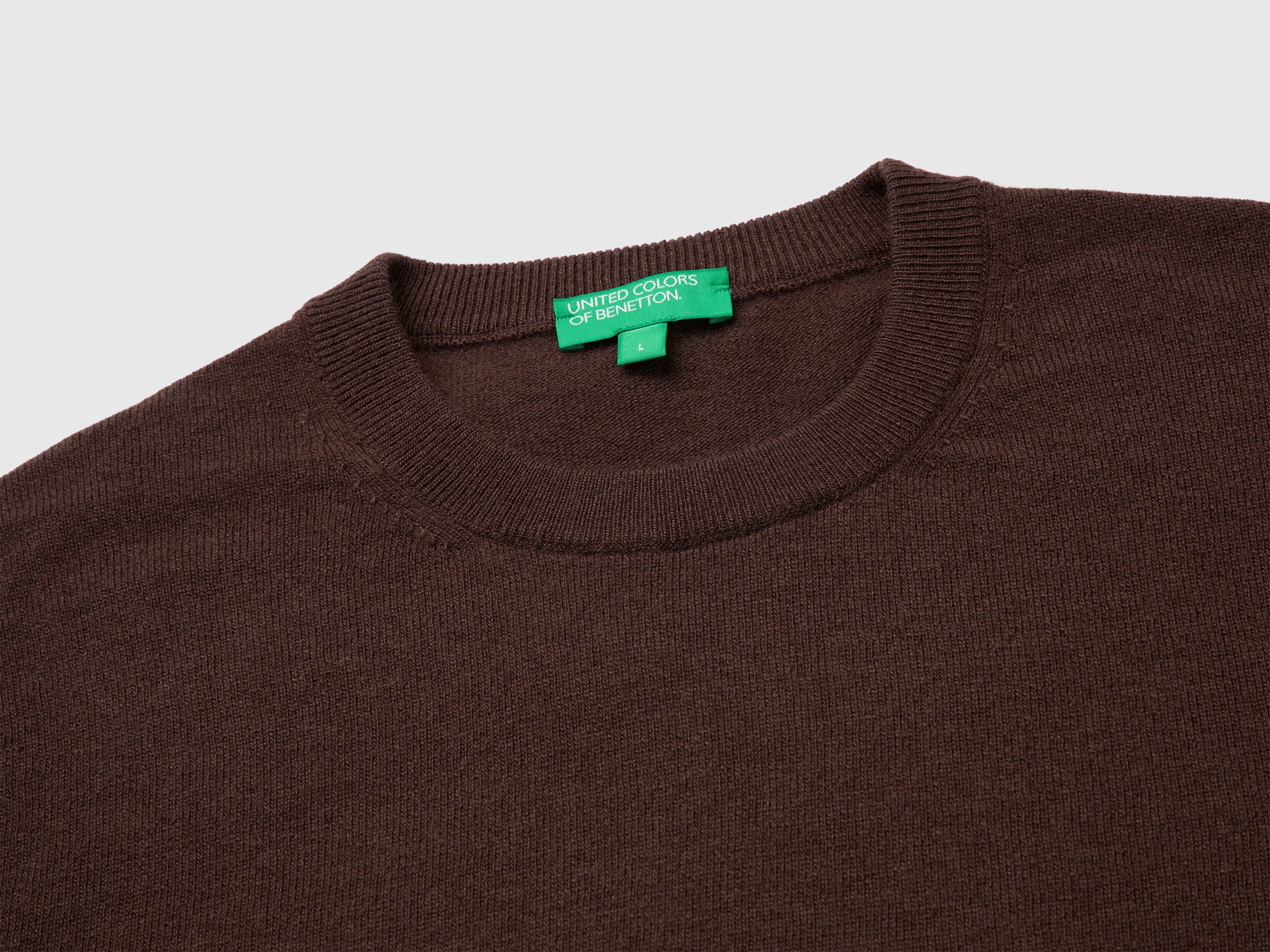 United Colors of Benetton Maglione Lana Merino Marrone Scuro