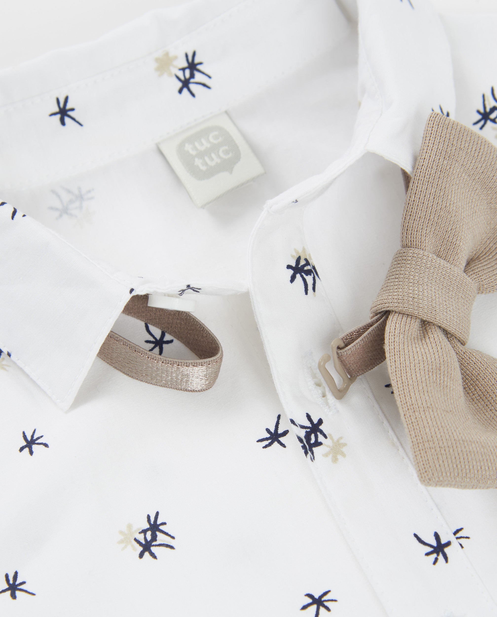 TucTuc Camicette Camicia Bimbo Bianco Palme con Papillon