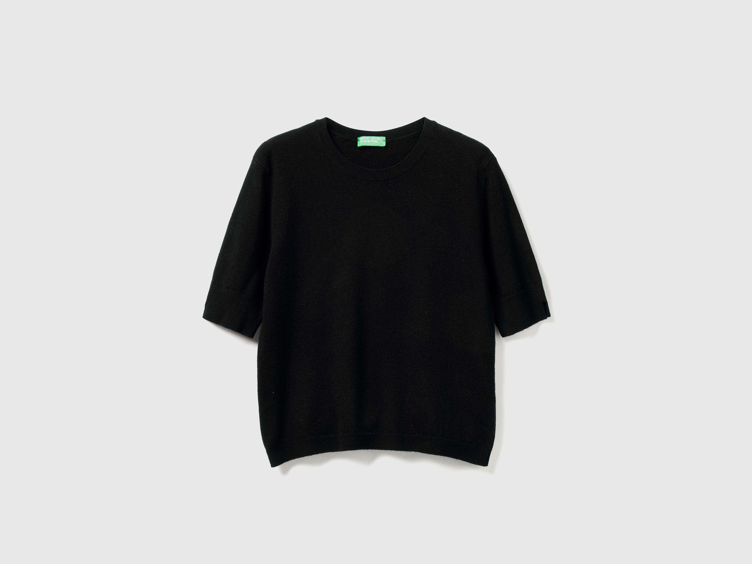 Benetton Merino maglione manica corta lana nero M