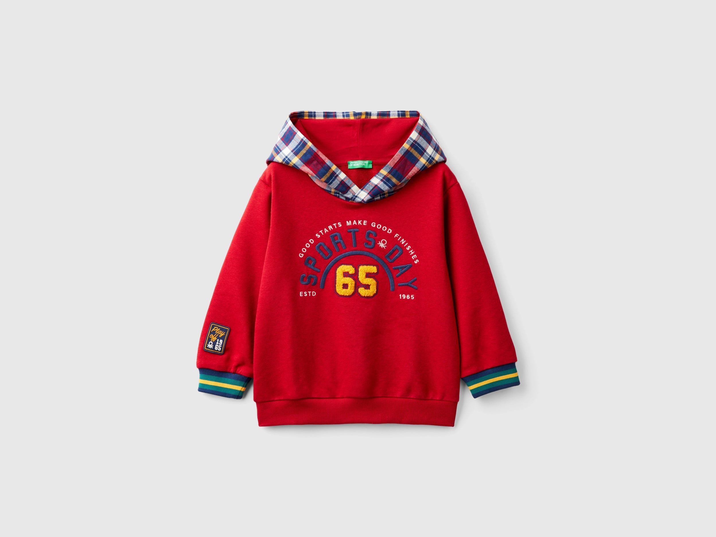 United Colors of Benetton felpa tartan cotone cappuccio