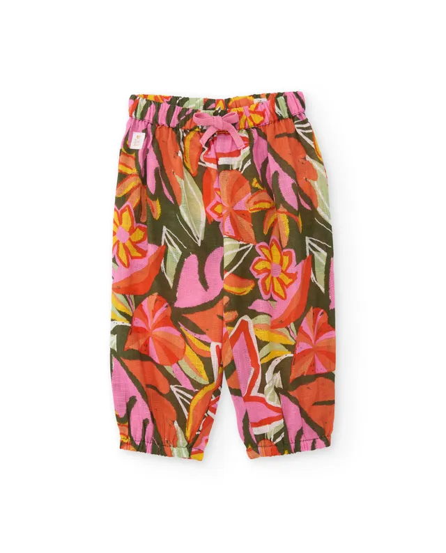 TucTuc Pantaloni Bambina Arancione 6 Mesi fantasia fiori