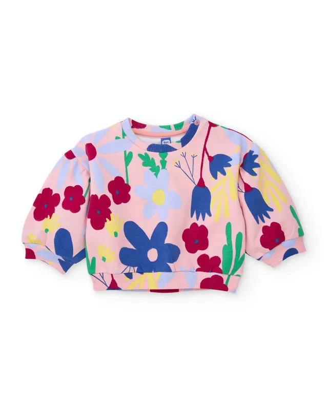 TucTuc Felpe felpa bambina rosa chiaro floreale calda
