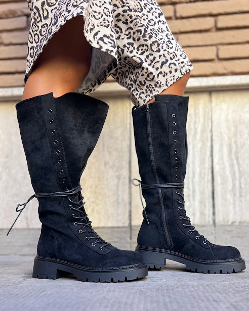 Sottosopra anfibio scamosciato zip scarpa nero 38