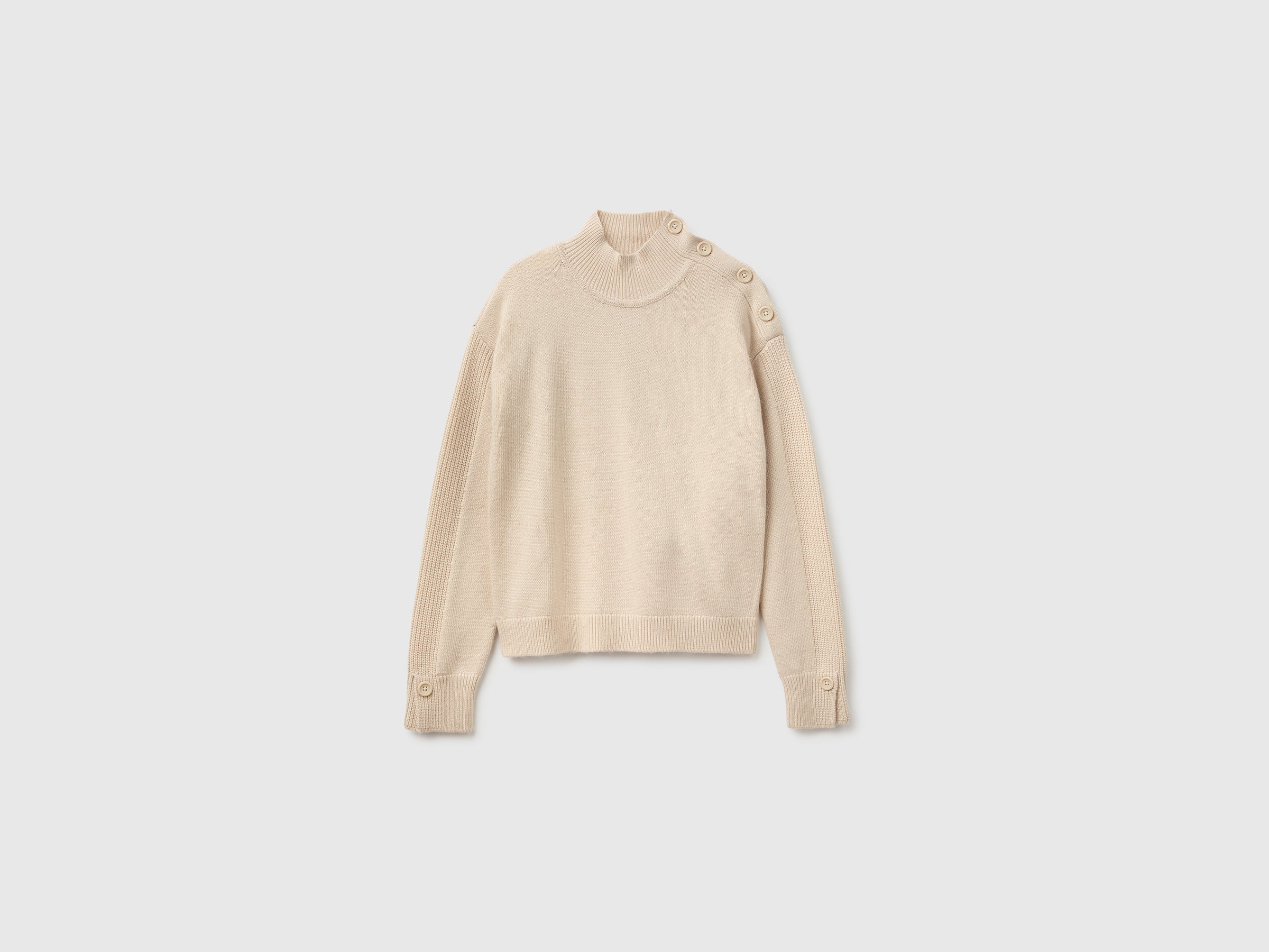 United Colors of Benetton Maglione Bottoni Lana Cashmere S