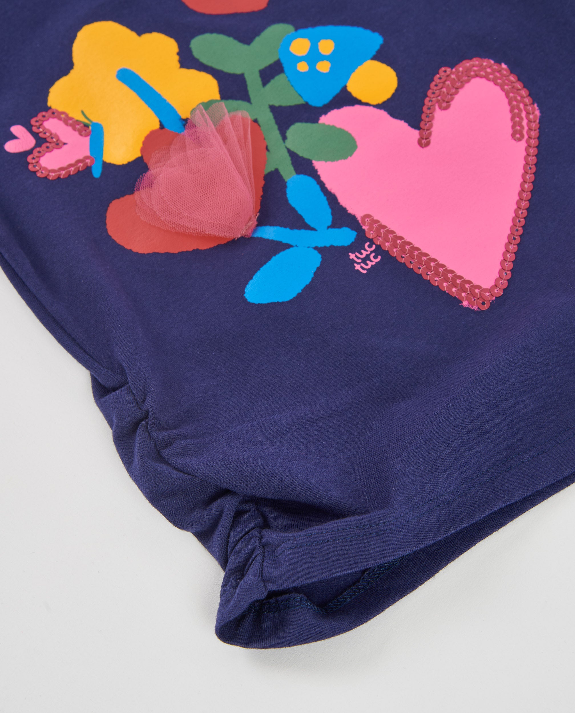 TucTuc Maglietta cotone bambina maniche lunghe fiori blu