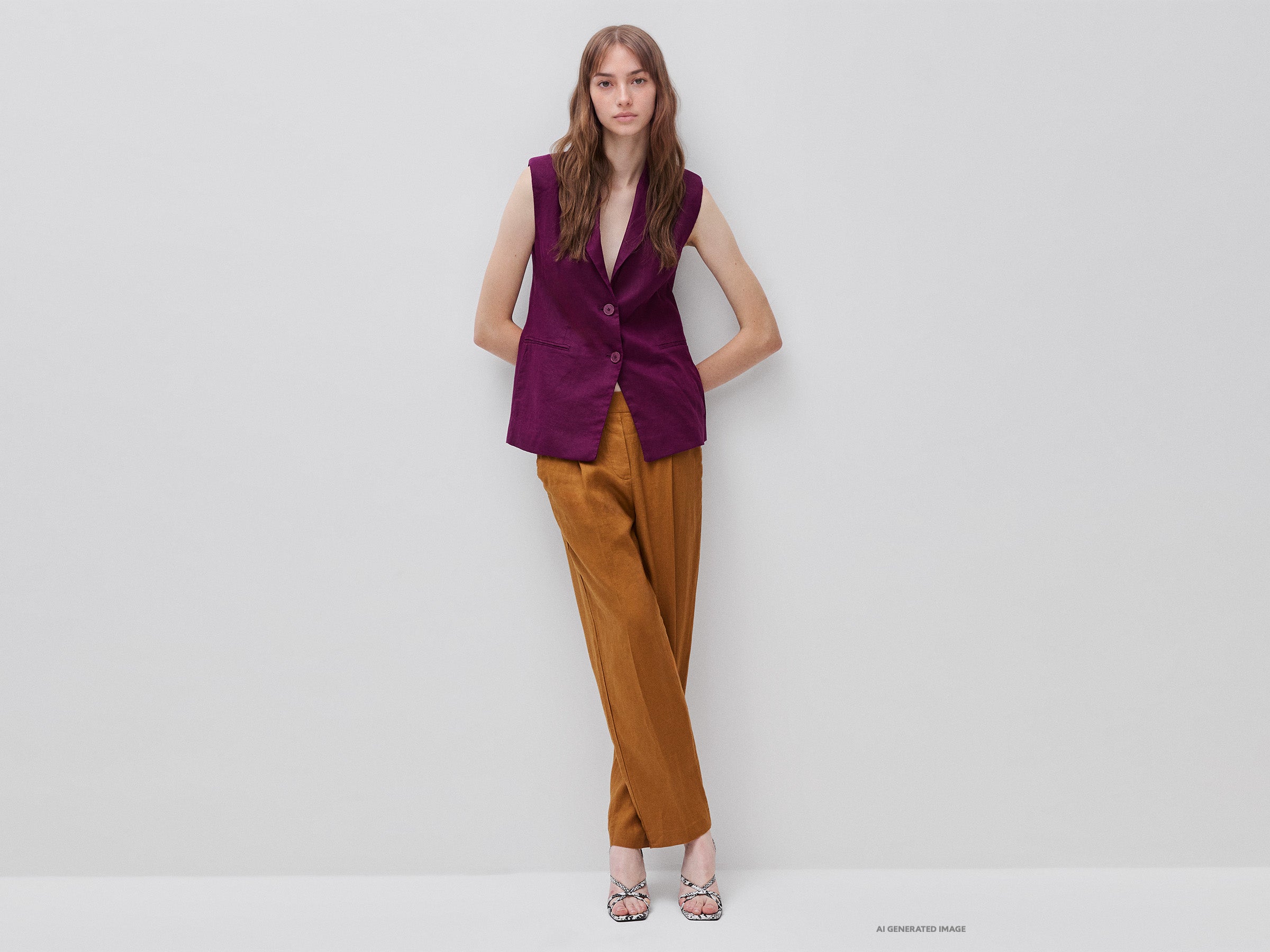 United Colors of Benetton pantaloni lino carrot
