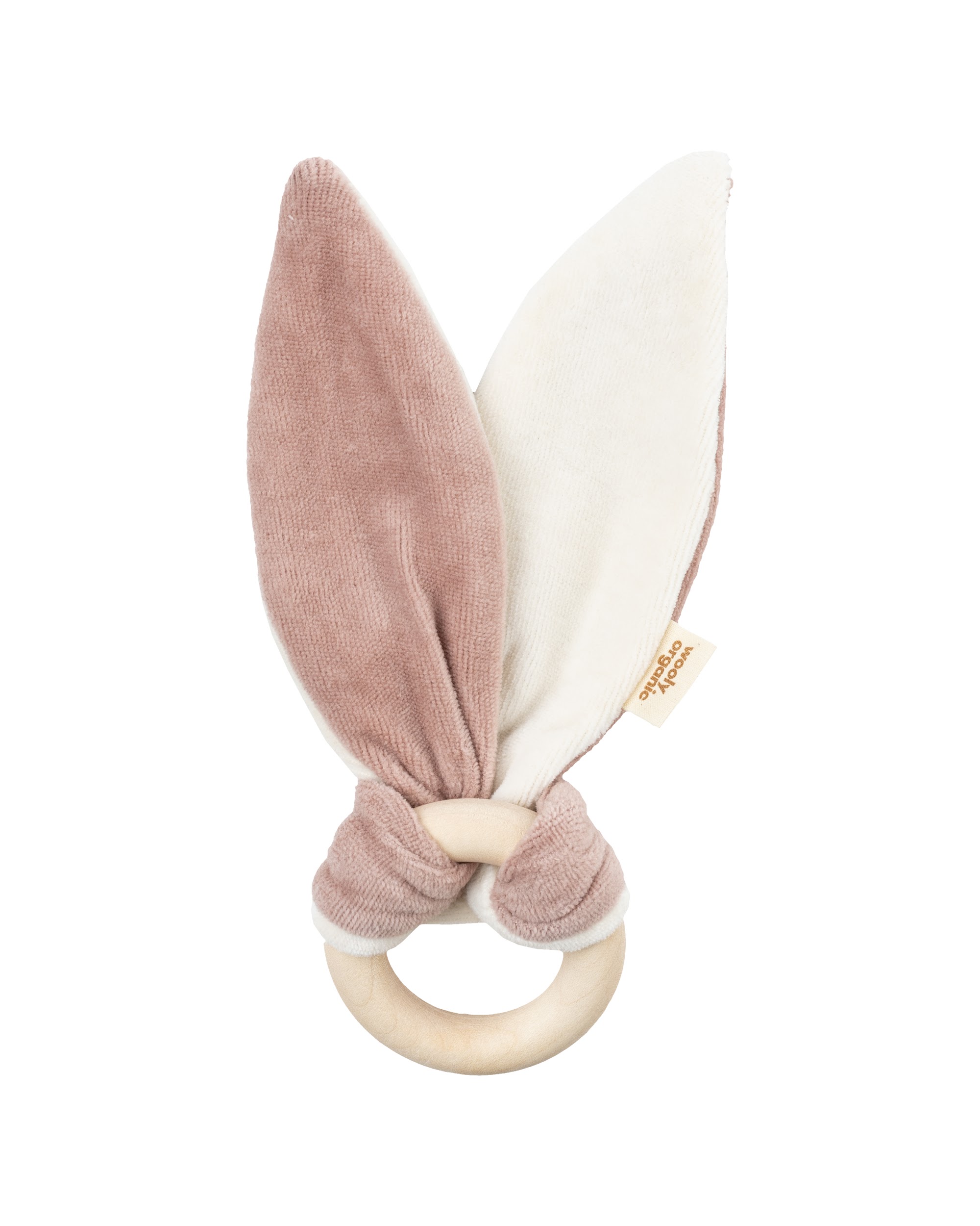 Woolly Organic Crinkle Ears with Wooden Ring doudou cotone AW26