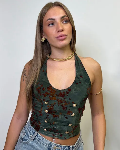 Sottosopra JE0669 top donna fantasia nero taglia unica