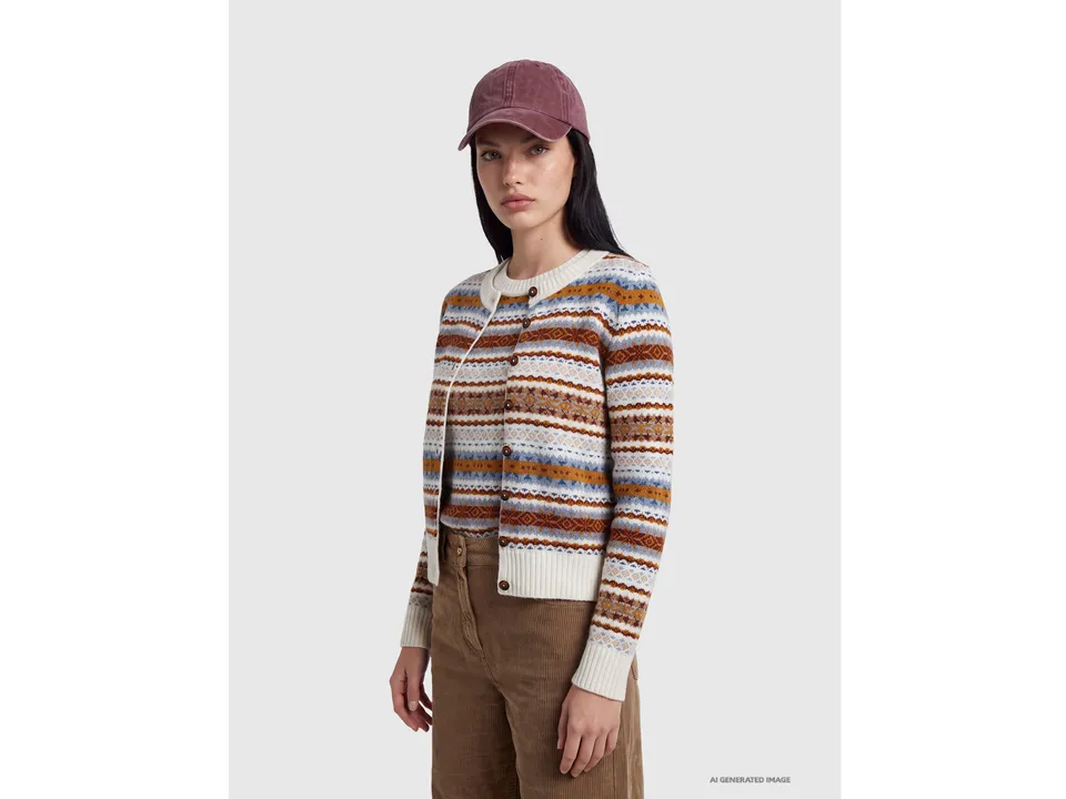 United Colors of Benetton Wool Blend Jacquard Cardigan donna lana M