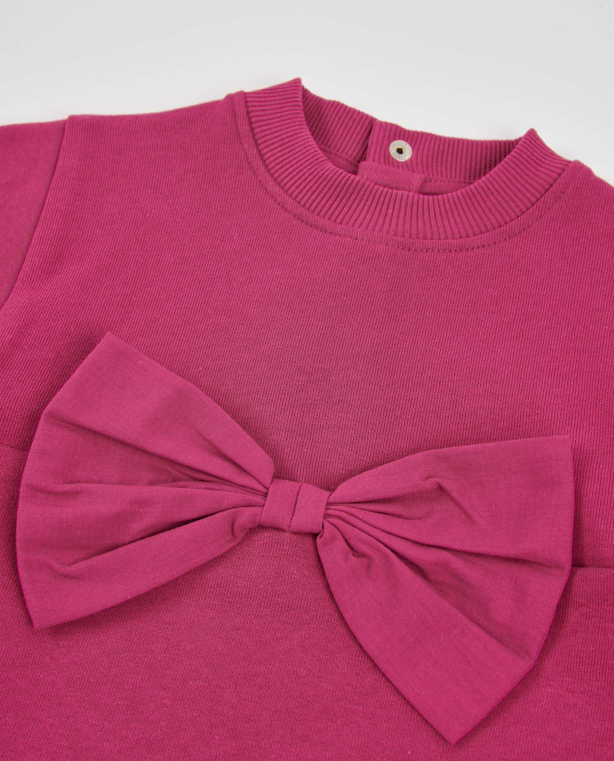 TucTuc Vestiti abito felpa bimba fucsia fiocco