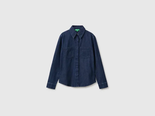 United Colors of Benetton Slim fit denim shirt camicia denim cotone M