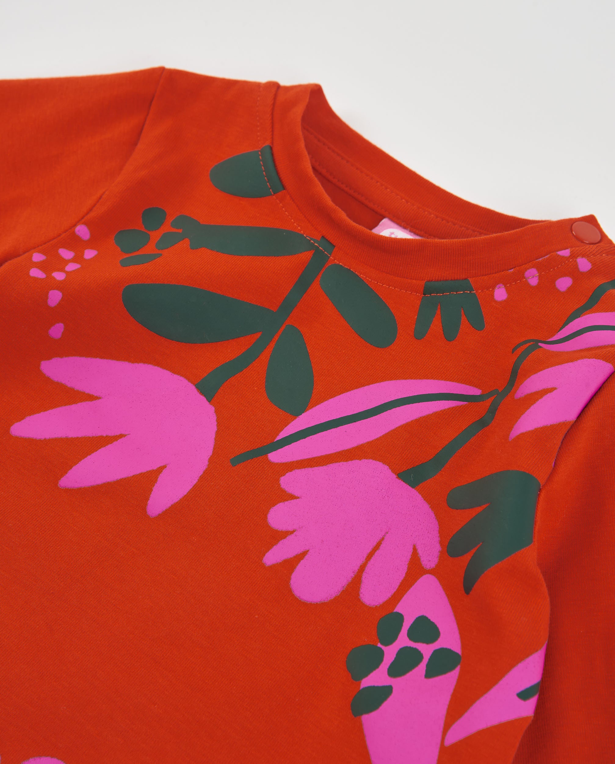 TucTuc Magliette maglia bambina cotone arancione fiori