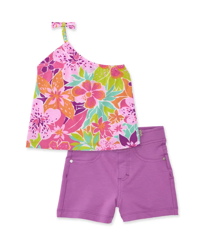 TucTuc Completi completo bambina asimmetrico rosa floreale