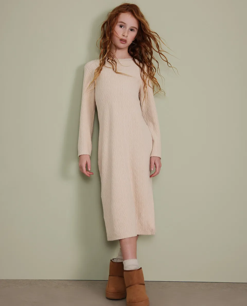 TucTuc Vestiti Abito Midi Bambina Tricot Beige Coste