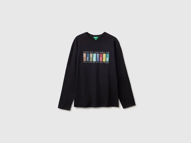 United Colors of Benetton T-Shirt Stampa Ricamo Cotone Organico L