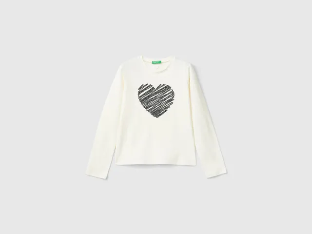 United Colors of Benetton T-shirt ricamo lurex cotone bio taglia L