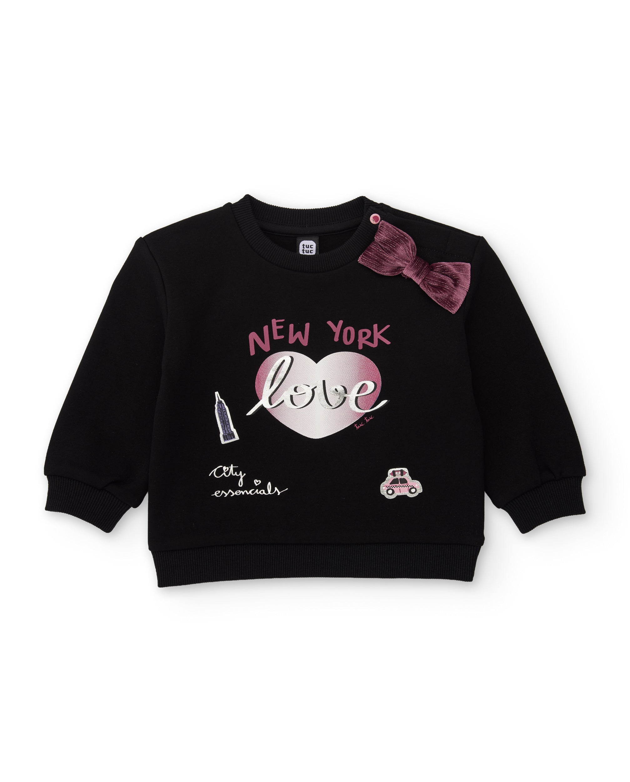 TucTuc Completi Completo Bambina Felpa Nero Love 2 Pezzi