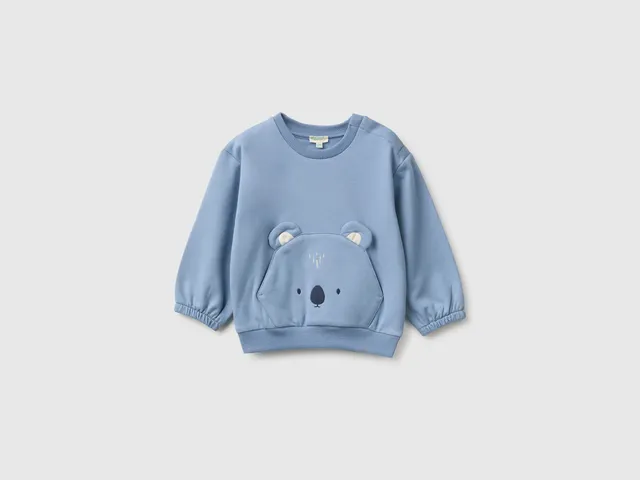 Benetton Animal pocket felpa neonato cotone bio animali