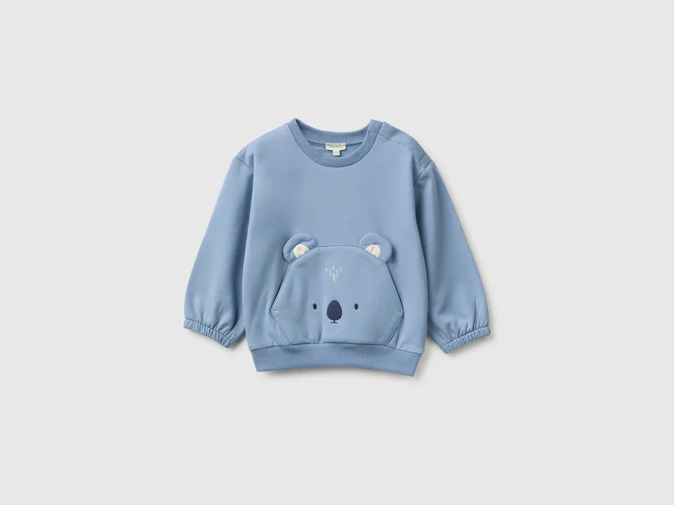 Benetton Animal pocket felpa neonato cotone bio animali