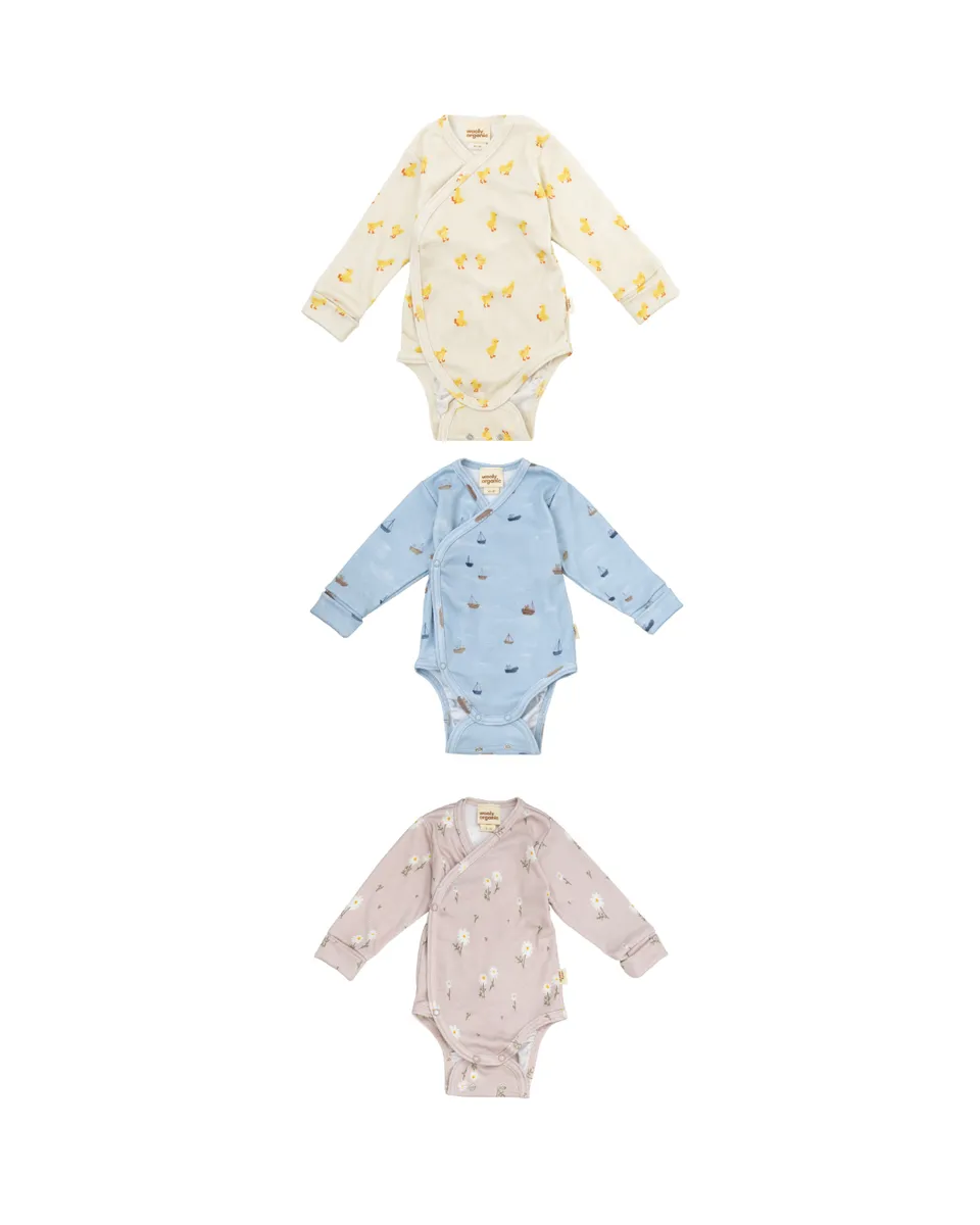 Woolly Organic Wrap Bodysuit GOTS body neonato manica lunga