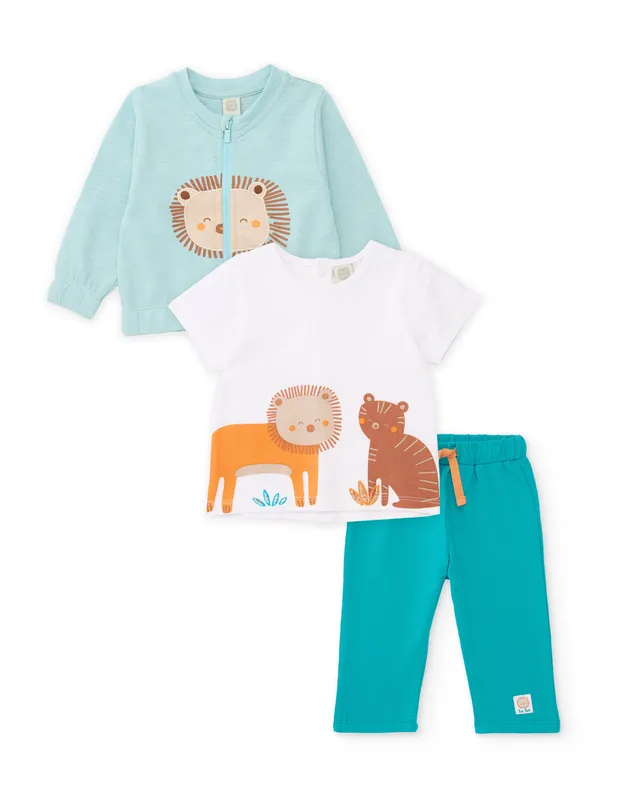 TucTuc Completi Completo neonato 3 pezzi celeste cotone