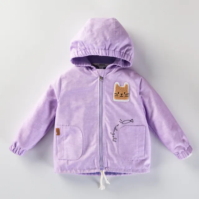 Kokarcia impermeabile bambino gatto lilla zip 1-5 anni