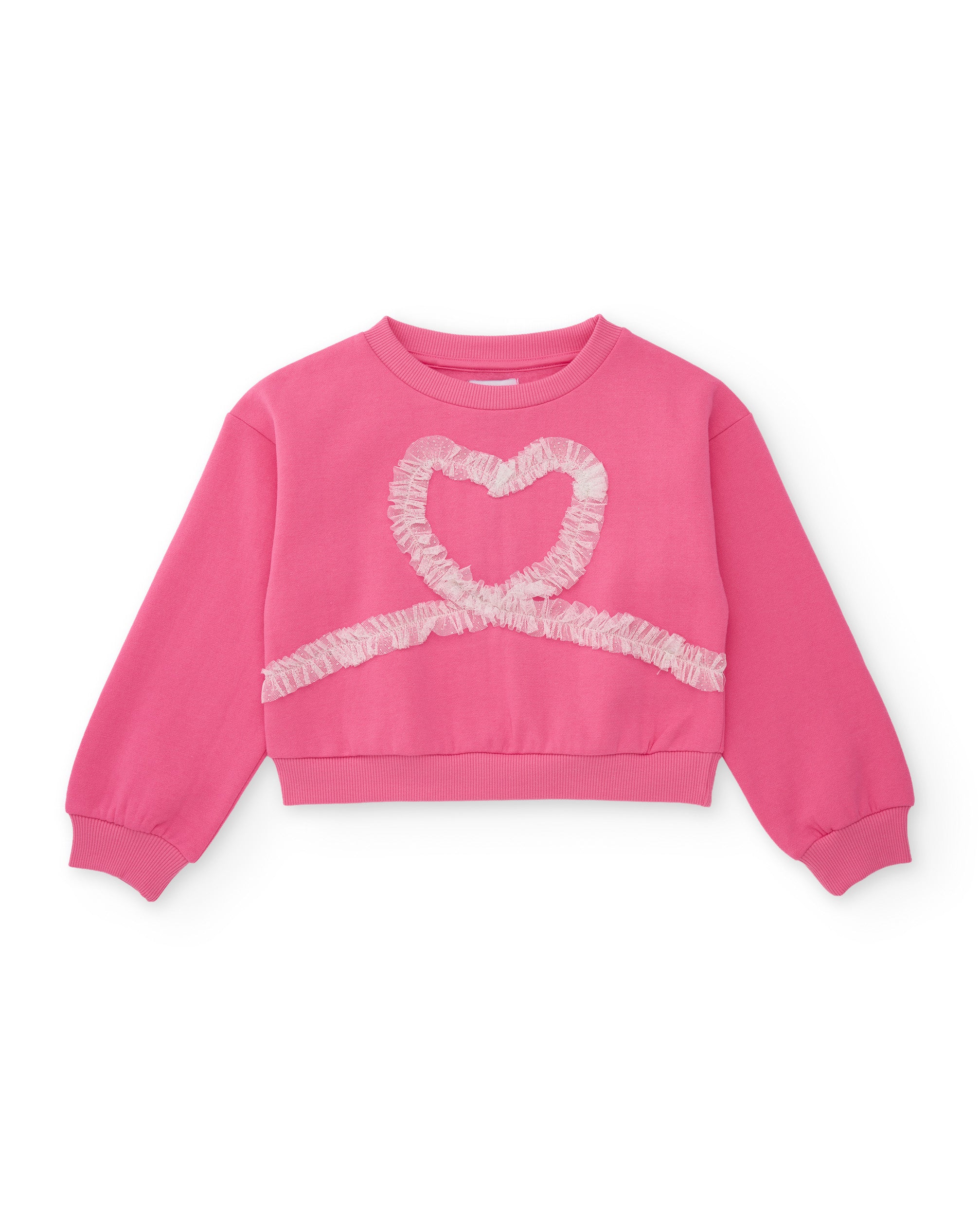 TucTuc Felpe Felpa Bambina Rosa Cuore Pizzo Cotone 6A