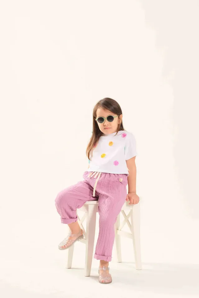 Miela Kids Mussola pantaloni rosa 2-3 anni cotone comodi