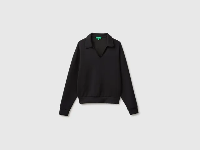 Benetton Felpa Scollo Polo Modale Manica Lunga Taglia M