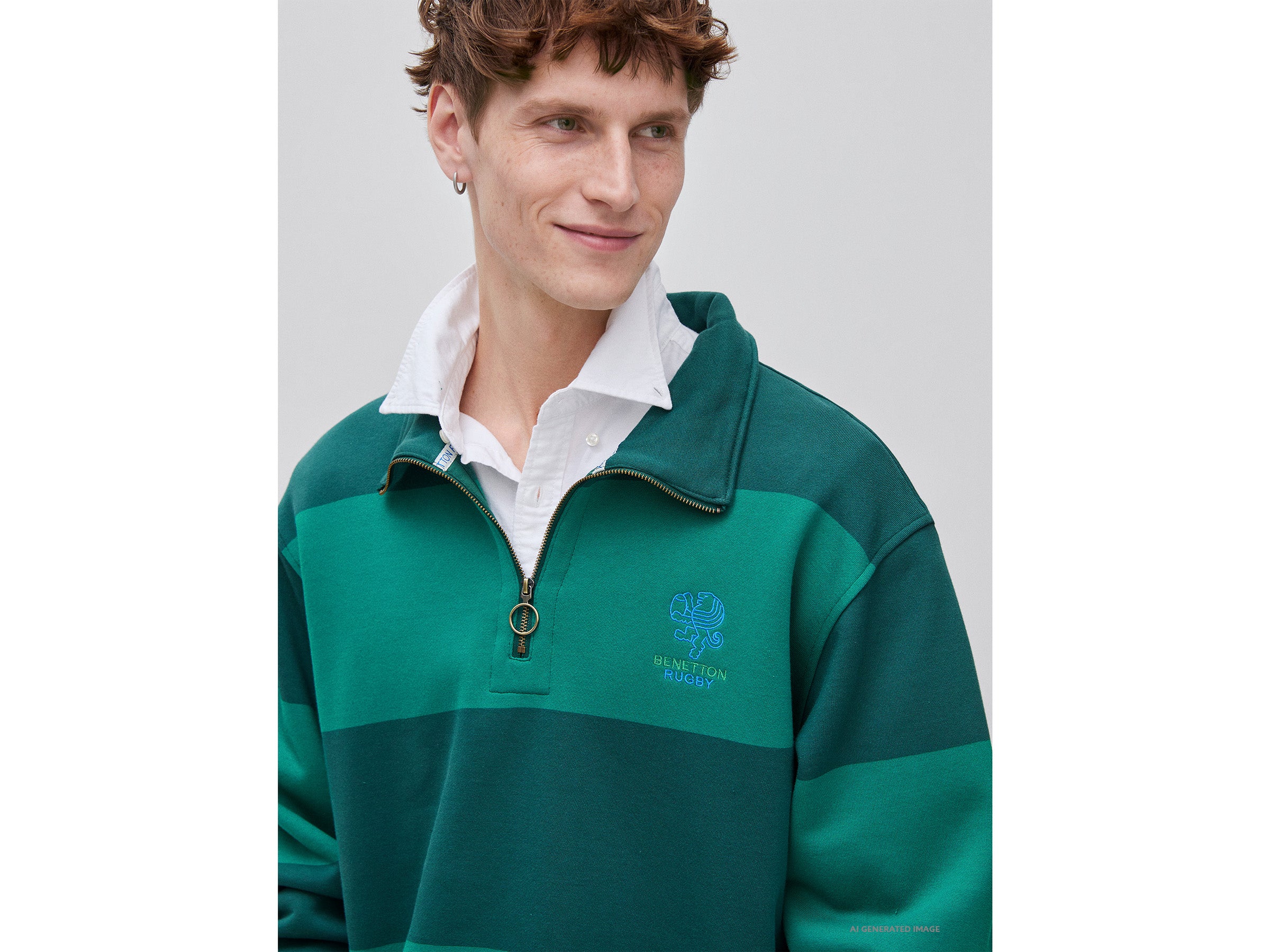 United Colors of Benetton Rugby Felpa righe cotone ricamata L