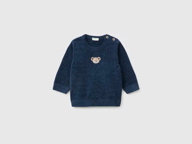 United Colors of Benetton Maglione Ciniglia Neonato Ricamo 74