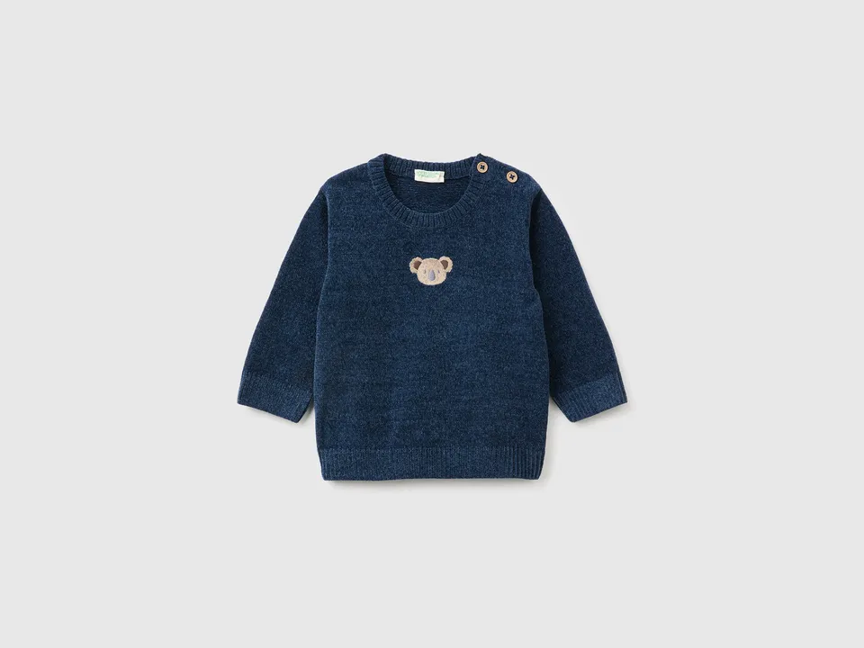 United Colors of Benetton Maglione Ciniglia Neonato Ricamo 74