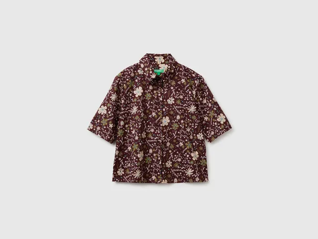Benetton Camicia Fantasia Cotone Maniche 3/4 Taglia M