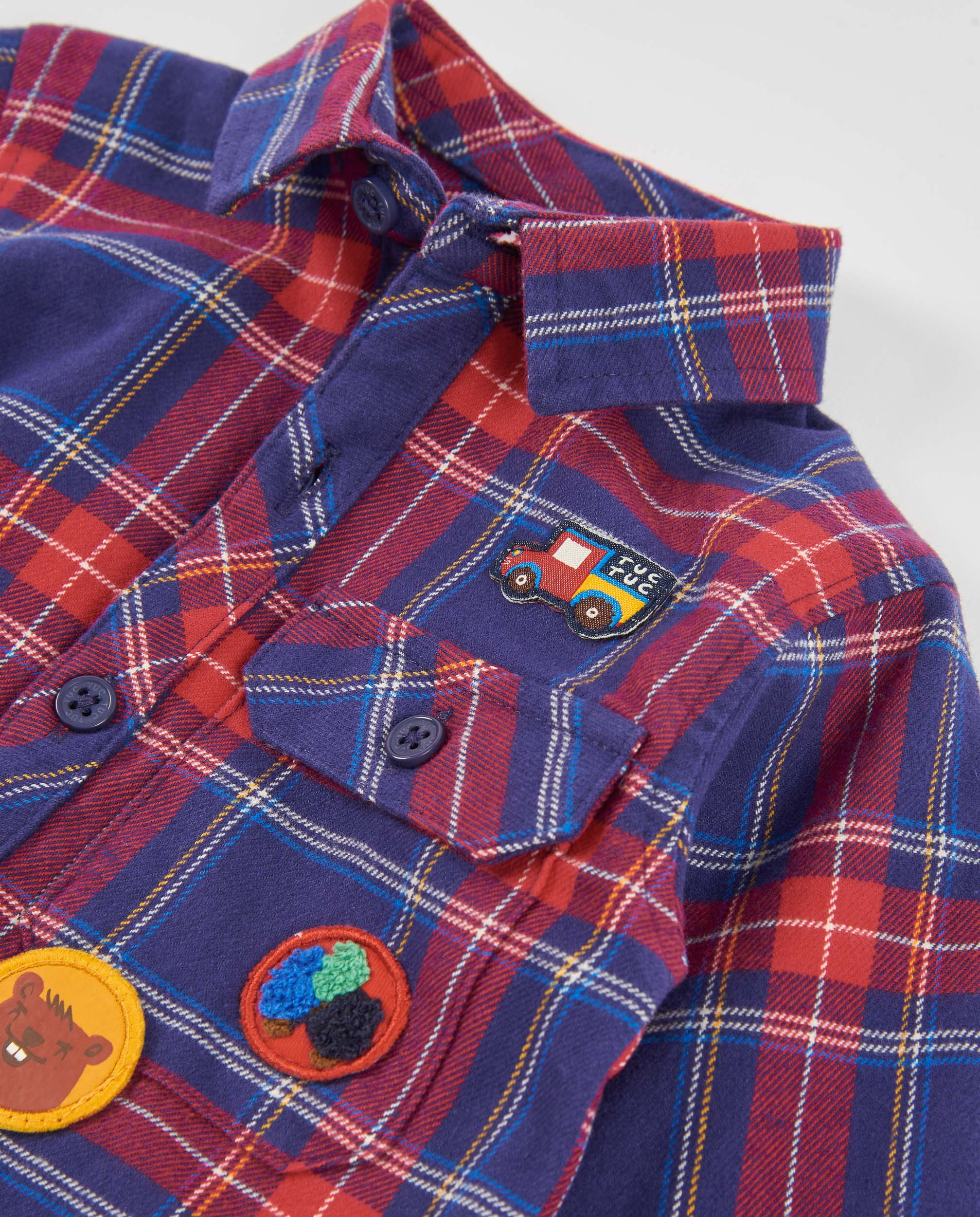 TucTuc Camicette Camicia Bambino Blu Quadri Toppe